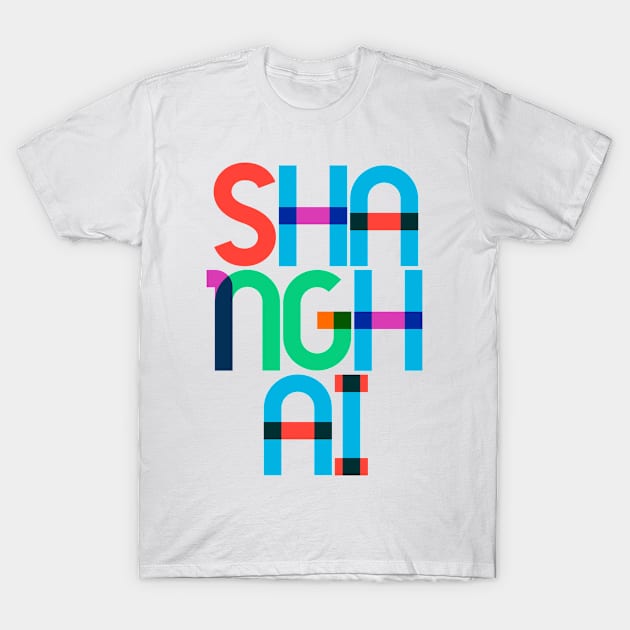 Shanghai China Pop Art Letters T-Shirt by Hashtagified